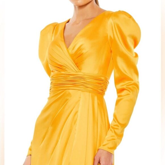 Mac Duggal 12404 Faux Wrap Long Sleeve A Line Gown 4 NWT - Picture 3 of 5